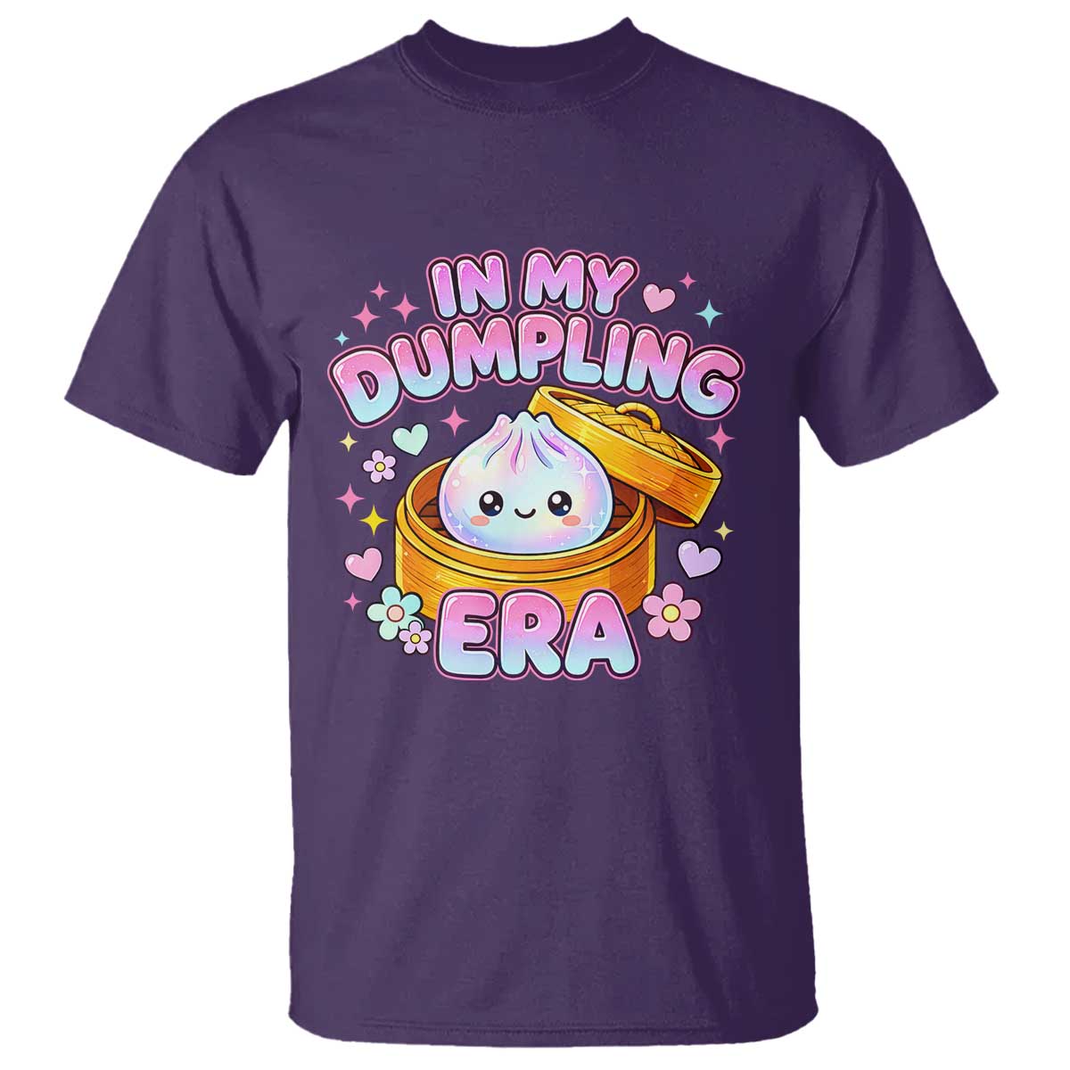 In My Dumpling Era Kawaii Pastel Graphic T Shirt Retro Groovy Glitter Bao Steamer Basket