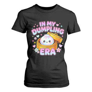 In My Dumpling Era Kawaii Pastel Graphic T Shirt For Women Retro Groovy Glitter Bao Steamer Basket