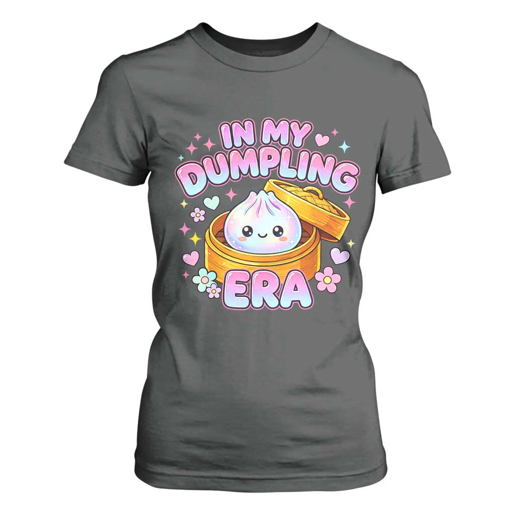 In My Dumpling Era Kawaii Pastel Graphic T Shirt For Women Retro Groovy Glitter Bao Steamer Basket