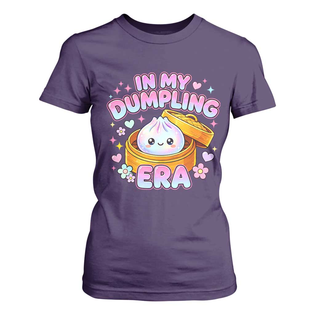 In My Dumpling Era Kawaii Pastel Graphic T Shirt For Women Retro Groovy Glitter Bao Steamer Basket