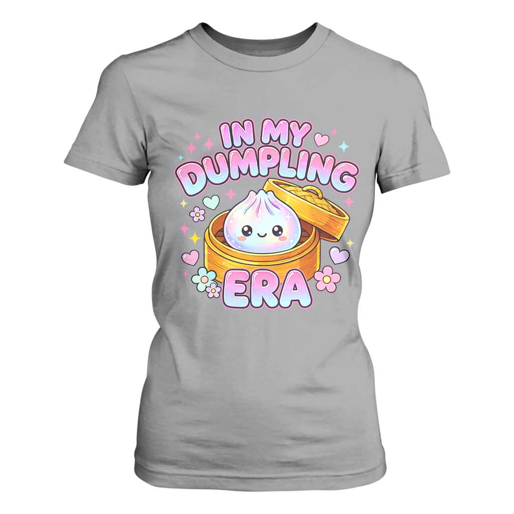 In My Dumpling Era Kawaii Pastel Graphic T Shirt For Women Retro Groovy Glitter Bao Steamer Basket