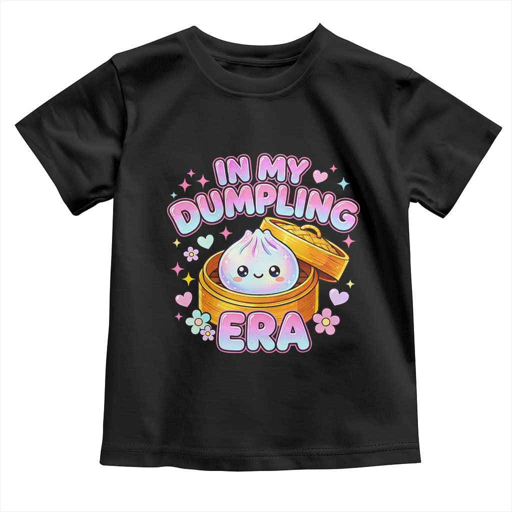 In My Dumpling Era Kawaii Pastel Graphic Toddler T Shirt Retro Groovy Glitter Bao Steamer Basket