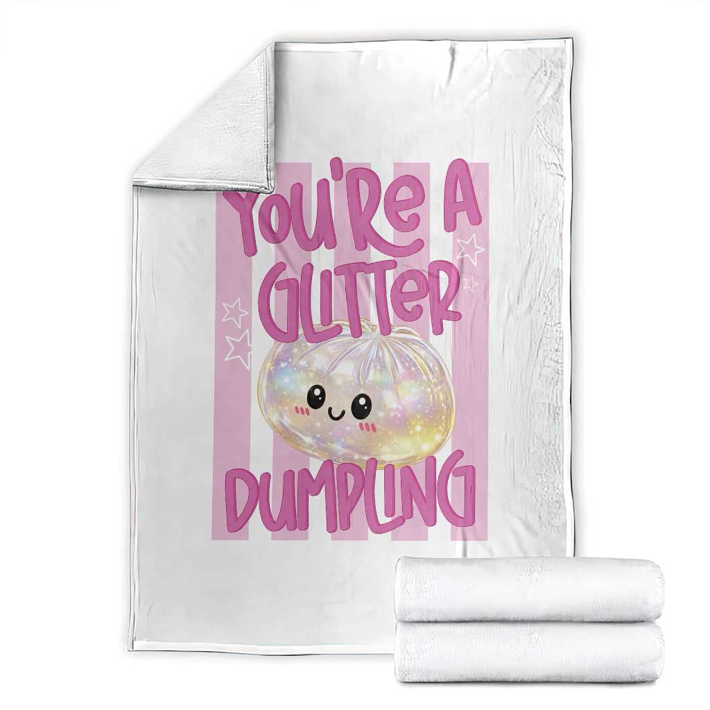 You Are A Glitter Dumpling Cute Preppy Pastel Graphic Throw Blanket Kawaii Pastel Pink Striped Food Quote