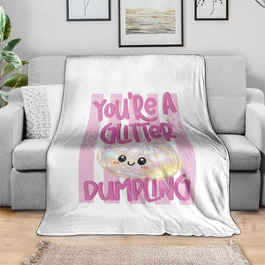 You Are A Glitter Dumpling Cute Preppy Pastel Graphic Throw Blanket Kawaii Pastel Pink Striped Food Quote