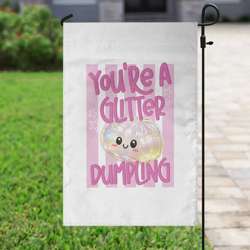 You Are A Glitter Dumpling Cute Preppy Pastel Graphic Garden Flag Kawaii Pastel Pink Striped Food Quote