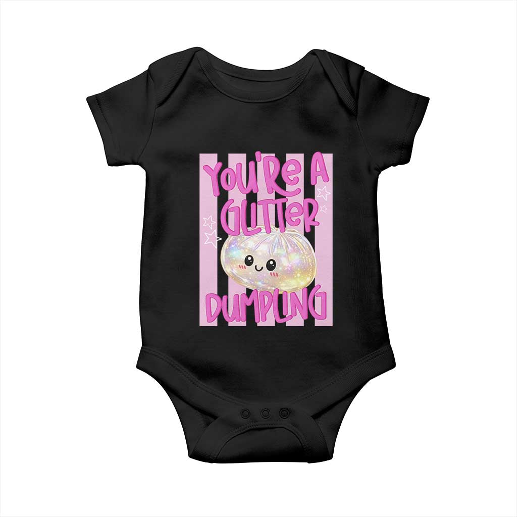 You Are A Glitter Dumpling Cute Preppy Pastel Graphic Baby Onesie Kawaii Pastel Pink Striped Food Quote