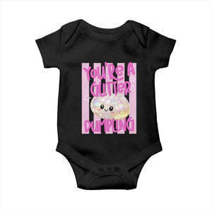 You Are A Glitter Dumpling Cute Preppy Pastel Graphic Baby Onesie Kawaii Pastel Pink Striped Food Quote