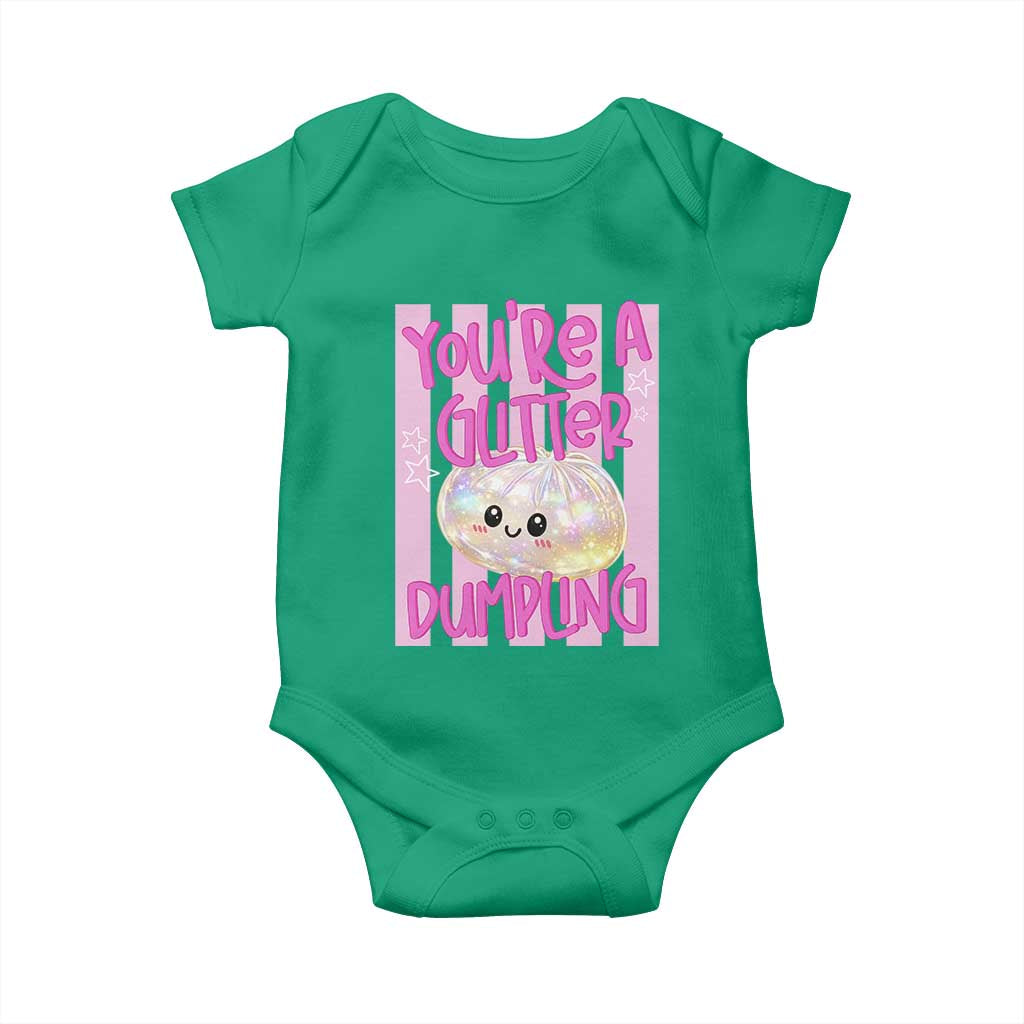 You Are A Glitter Dumpling Cute Preppy Pastel Graphic Baby Onesie Kawaii Pastel Pink Striped Food Quote