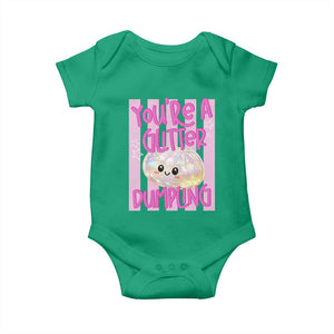 You Are A Glitter Dumpling Cute Preppy Pastel Graphic Baby Onesie Kawaii Pastel Pink Striped Food Quote