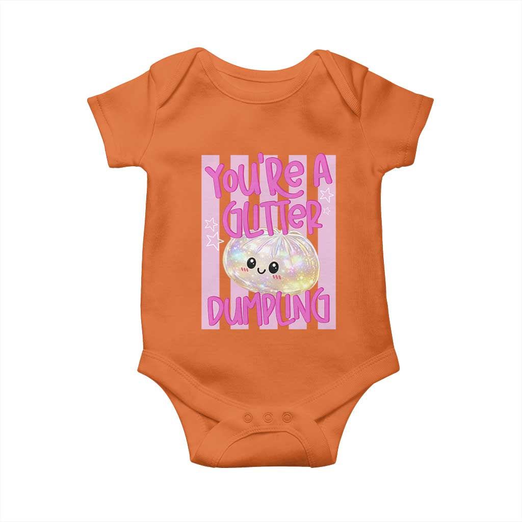 You Are A Glitter Dumpling Cute Preppy Pastel Graphic Baby Onesie Kawaii Pastel Pink Striped Food Quote