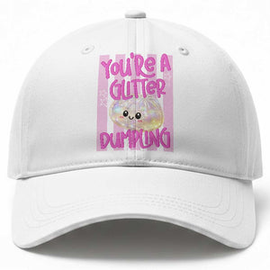 You Are A Glitter Dumpling Cute Preppy Pastel Graphic Baseball Cap Kawaii Pastel Pink Striped Food Quote