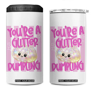 You Are A Glitter Dumpling Cute Preppy Pastel Graphic 4 in 1 Can Cooler Tumbler Kawaii Pastel Pink Striped Food Quote