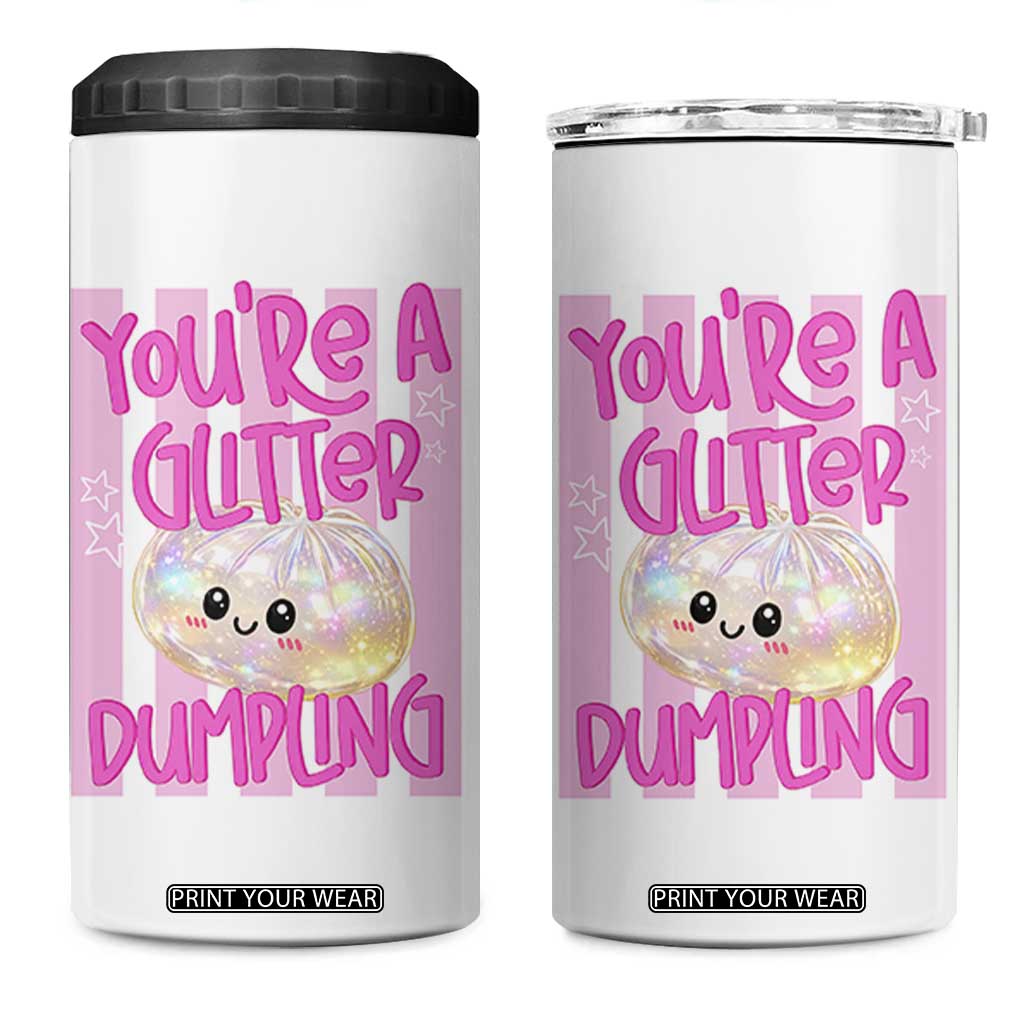 You Are A Glitter Dumpling Cute Preppy Pastel Graphic 4 in 1 Can Cooler Tumbler Kawaii Pastel Pink Striped Food Quote TS02 One Size: 16 oz White Print Your Wear