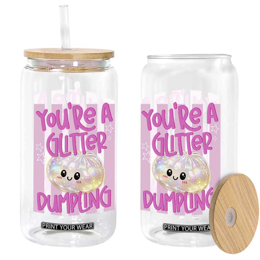 You Are A Glitter Dumpling Cute Preppy Pastel Graphic Glass Can Kawaii Pastel Pink Striped Food Quote