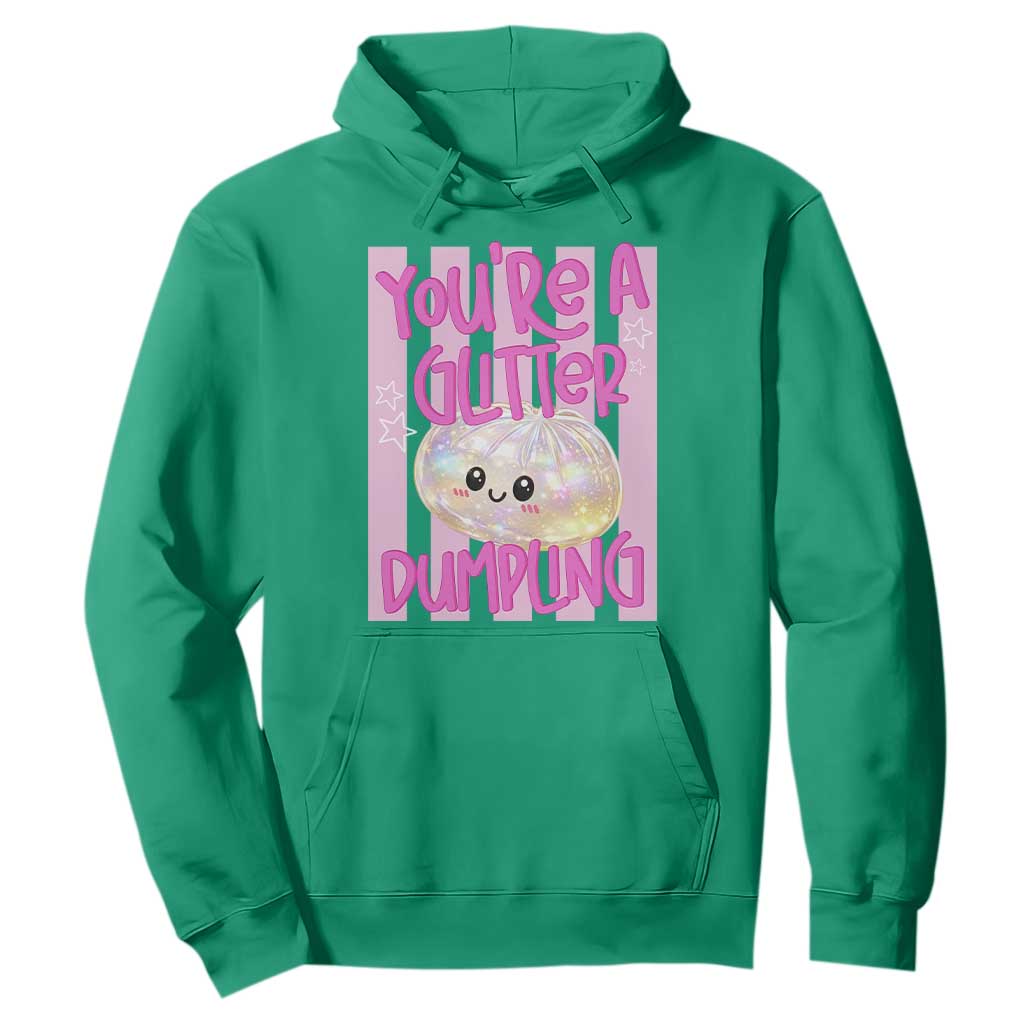 You Are A Glitter Dumpling Cute Preppy Pastel Graphic Hoodie Kawaii Pastel Pink Striped Food Quote
