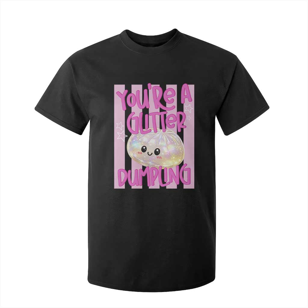 You Are A Glitter Dumpling Cute Preppy Pastel Graphic T Shirt For Kid Kawaii Pastel Pink Striped Food Quote
