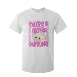 You Are A Glitter Dumpling Cute Preppy Pastel Graphic T Shirt For Kid Kawaii Pastel Pink Striped Food Quote