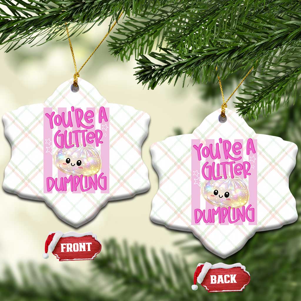You Are A Glitter Dumpling Cute Preppy Pastel Graphic Ceramic Ornament Kawaii Pastel Pink Striped Food Quote