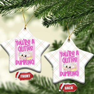You Are A Glitter Dumpling Cute Preppy Pastel Graphic Ceramic Ornament Kawaii Pastel Pink Striped Food Quote