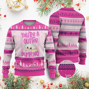 You Are A Glitter Dumpling Cute Preppy Pastel Graphic Ugly Christmas Sweater Kawaii Pastel Pink Striped Food Quote