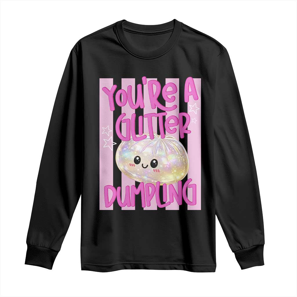 You Are A Glitter Dumpling Cute Preppy Pastel Graphic Long Sleeve Shirt Kawaii Pastel Pink Striped Food Quote