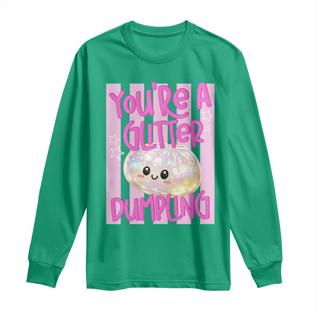 You Are A Glitter Dumpling Cute Preppy Pastel Graphic Long Sleeve Shirt Kawaii Pastel Pink Striped Food Quote