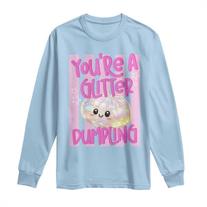 You Are A Glitter Dumpling Cute Preppy Pastel Graphic Long Sleeve Shirt Kawaii Pastel Pink Striped Food Quote