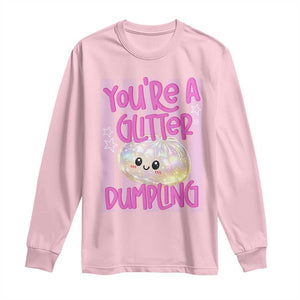 You Are A Glitter Dumpling Cute Preppy Pastel Graphic Long Sleeve Shirt Kawaii Pastel Pink Striped Food Quote