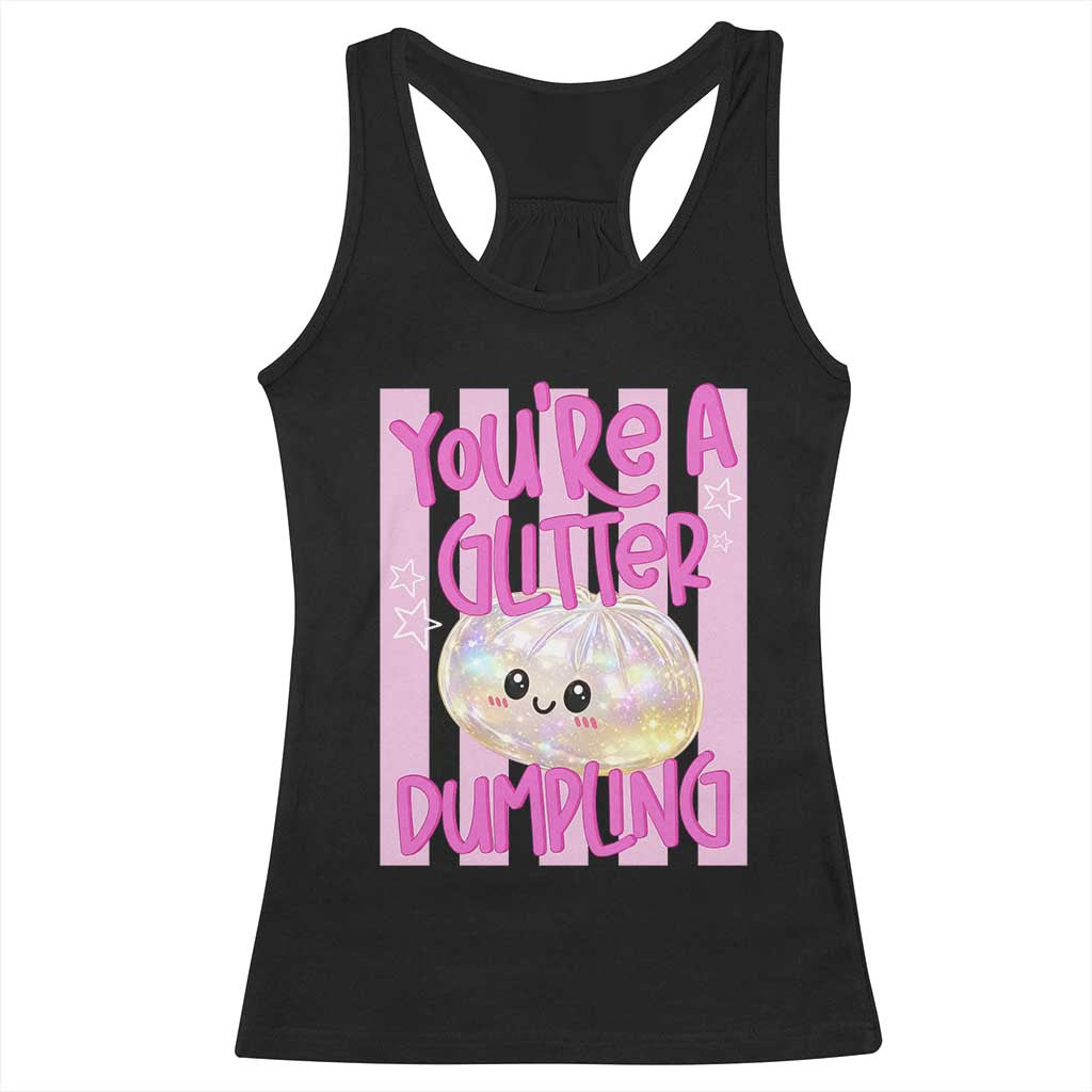 You Are A Glitter Dumpling Cute Preppy Pastel Graphic Racerback Tank Top Kawaii Pastel Pink Striped Food Quote