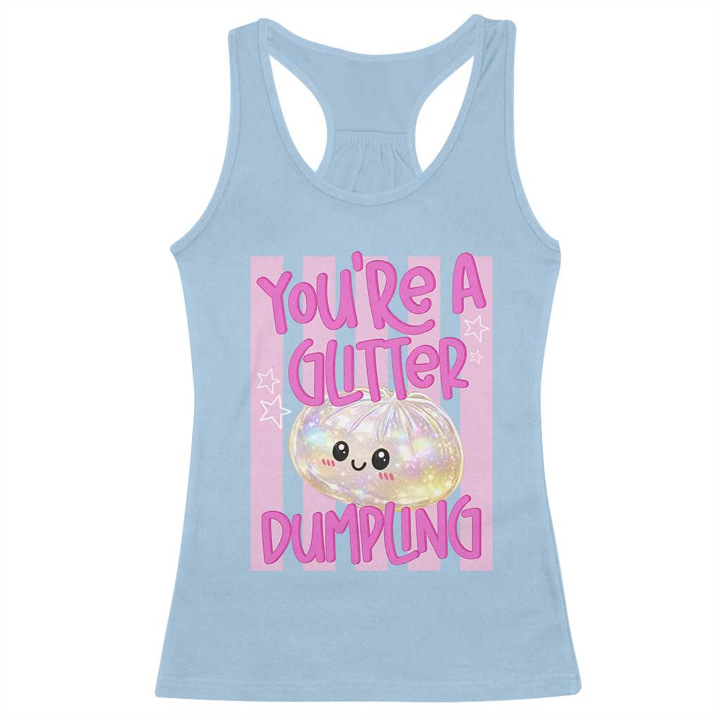 You Are A Glitter Dumpling Cute Preppy Pastel Graphic Racerback Tank Top Kawaii Pastel Pink Striped Food Quote