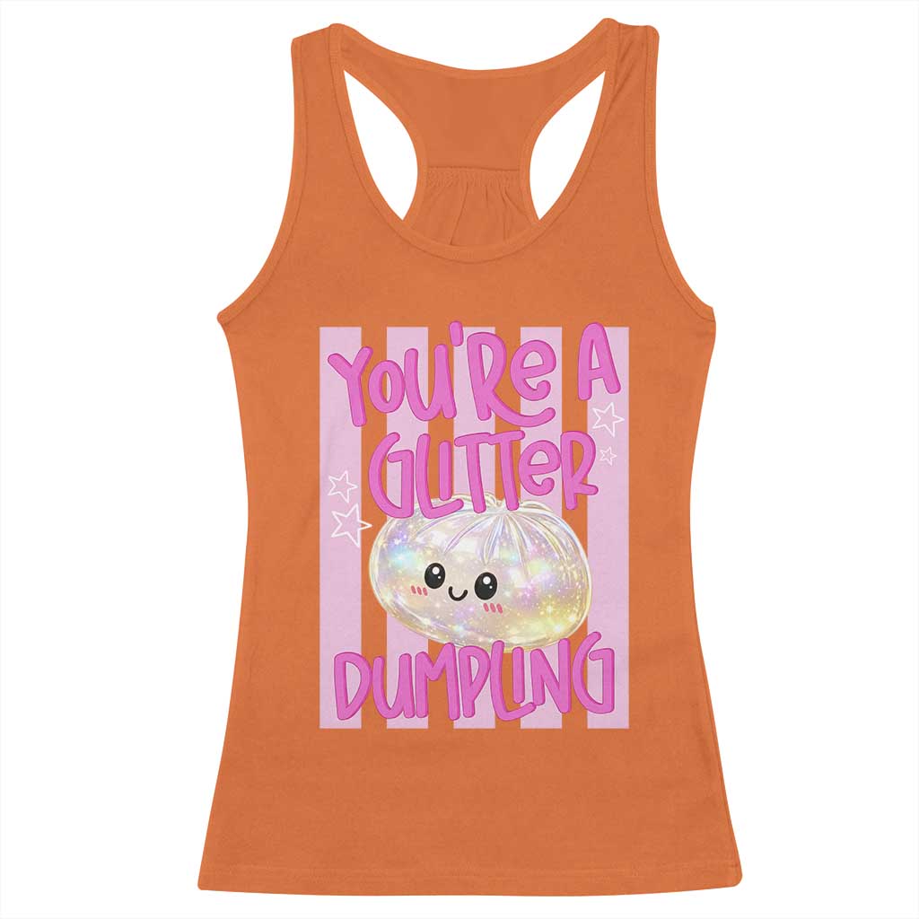 You Are A Glitter Dumpling Cute Preppy Pastel Graphic Racerback Tank Top Kawaii Pastel Pink Striped Food Quote