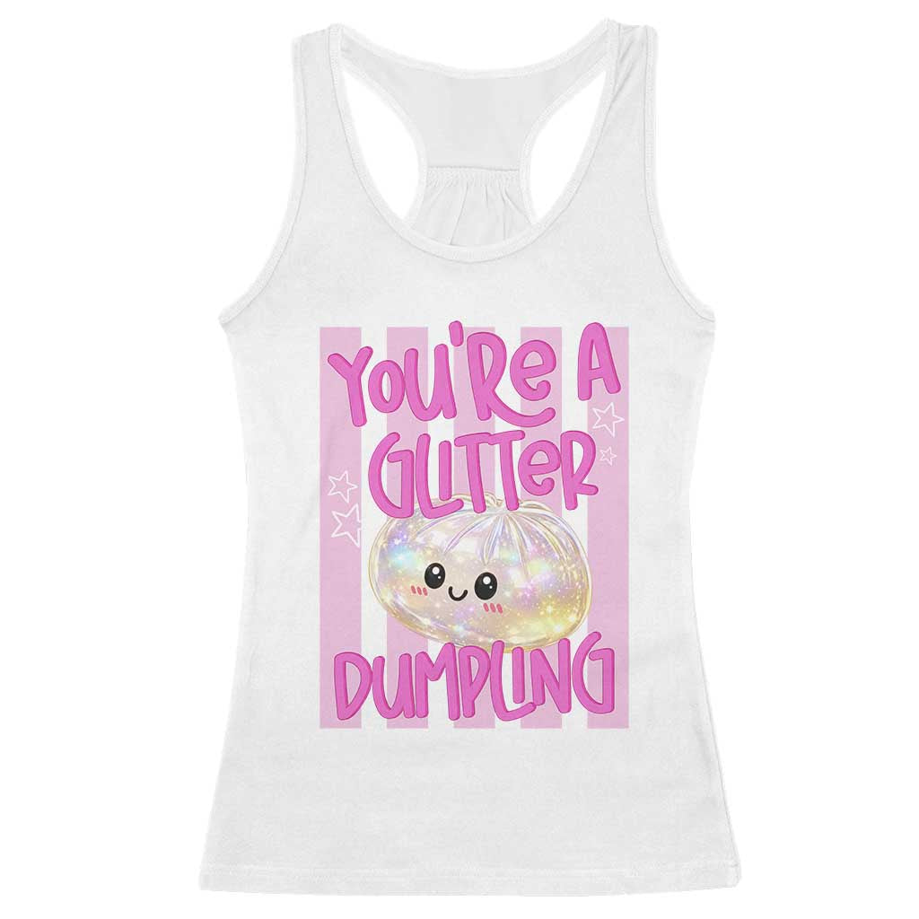 You Are A Glitter Dumpling Cute Preppy Pastel Graphic Racerback Tank Top Kawaii Pastel Pink Striped Food Quote