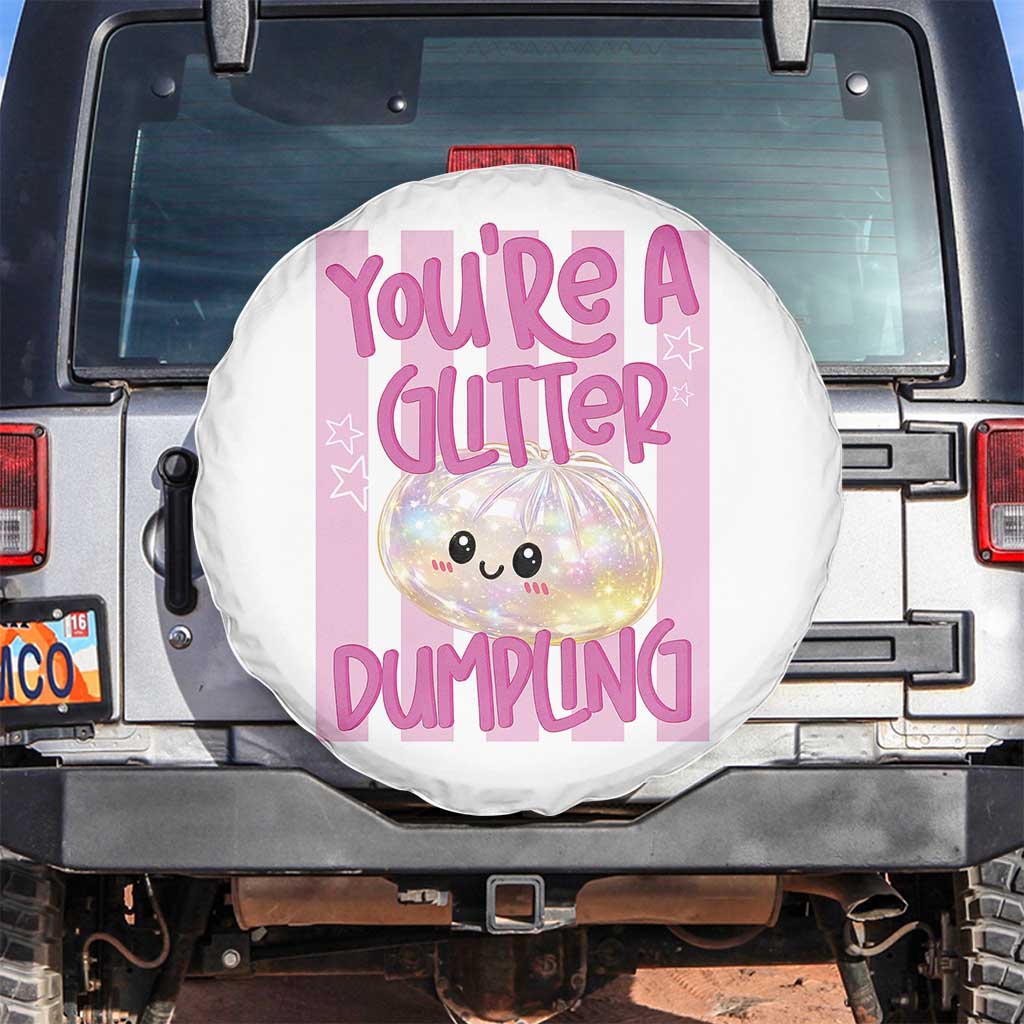 You Are A Glitter Dumpling Cute Preppy Pastel Graphic Spare Tire Cover Kawaii Pastel Pink Striped Food Quote