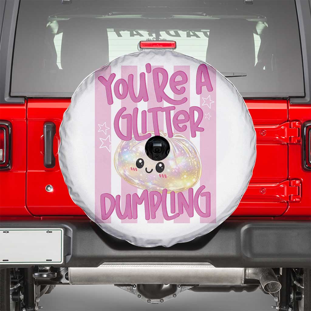 You Are A Glitter Dumpling Cute Preppy Pastel Graphic Spare Tire Cover Kawaii Pastel Pink Striped Food Quote