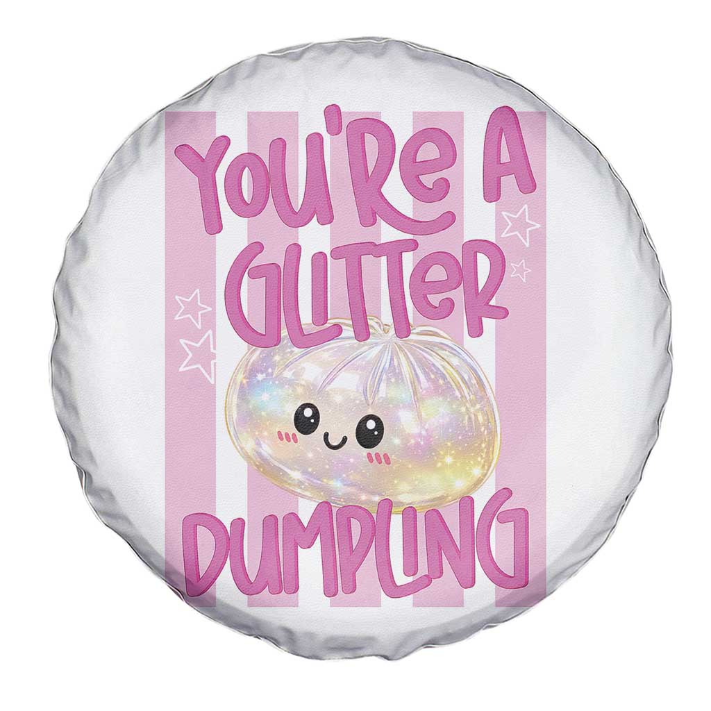 You Are A Glitter Dumpling Cute Preppy Pastel Graphic Spare Tire Cover Kawaii Pastel Pink Striped Food Quote