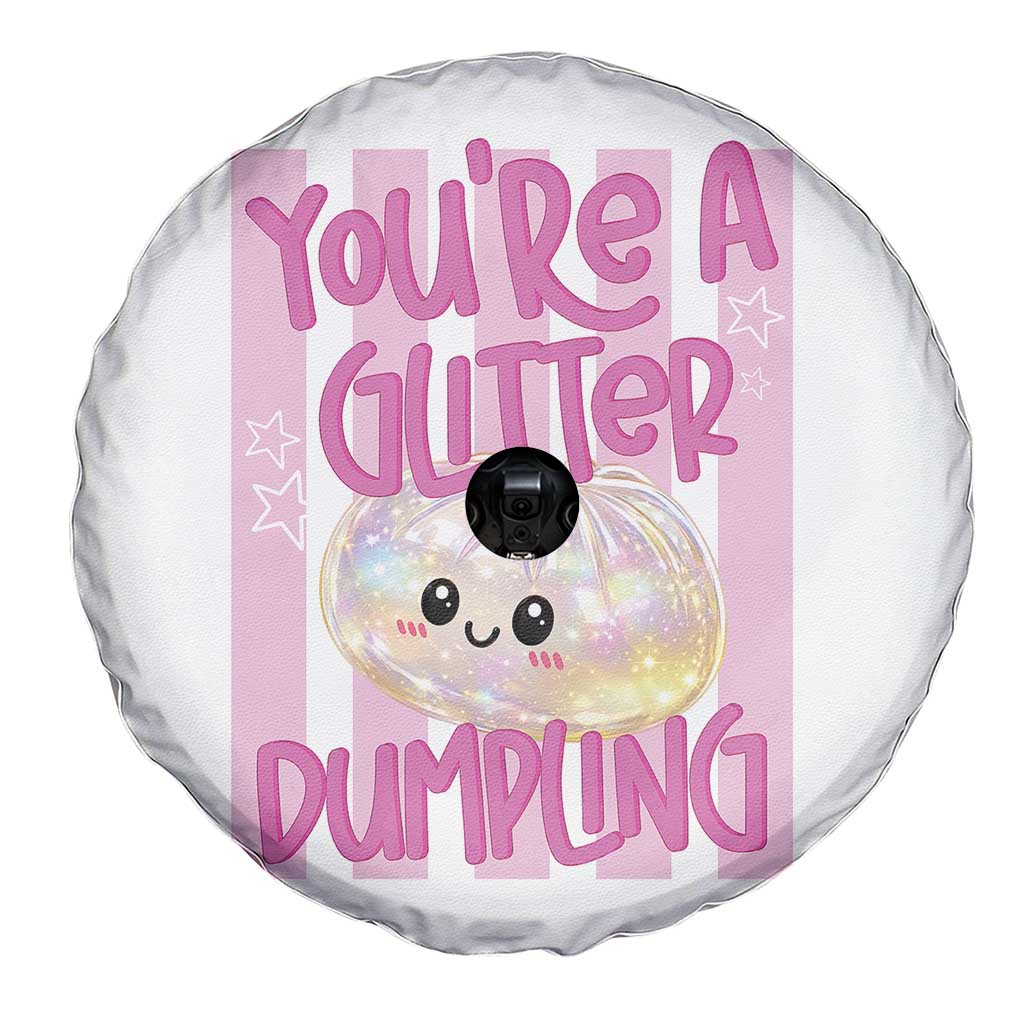 You Are A Glitter Dumpling Cute Preppy Pastel Graphic Spare Tire Cover Kawaii Pastel Pink Striped Food Quote