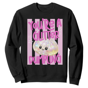 You Are A Glitter Dumpling Cute Preppy Pastel Graphic Sweatshirt Kawaii Pastel Pink Striped Food Quote