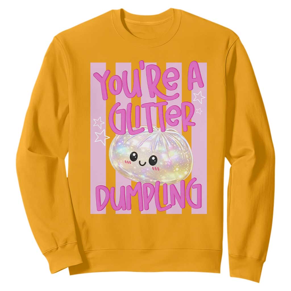 You Are A Glitter Dumpling Cute Preppy Pastel Graphic Sweatshirt Kawaii Pastel Pink Striped Food Quote