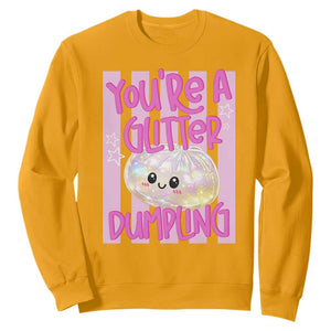 You Are A Glitter Dumpling Cute Preppy Pastel Graphic Sweatshirt Kawaii Pastel Pink Striped Food Quote