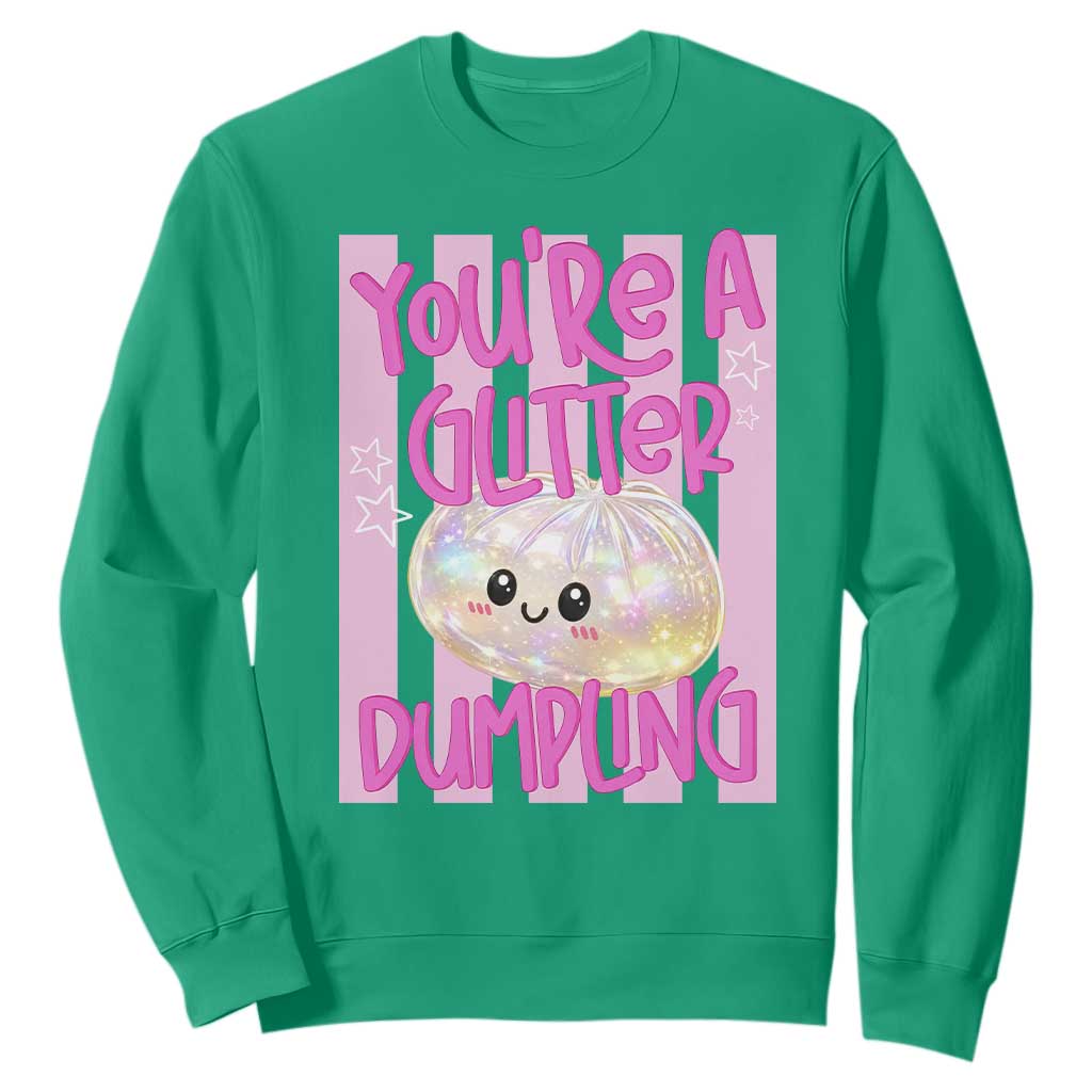 You Are A Glitter Dumpling Cute Preppy Pastel Graphic Sweatshirt Kawaii Pastel Pink Striped Food Quote