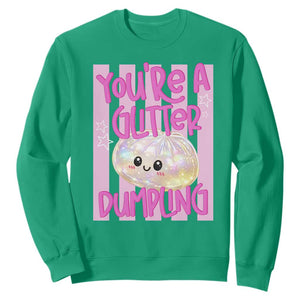 You Are A Glitter Dumpling Cute Preppy Pastel Graphic Sweatshirt Kawaii Pastel Pink Striped Food Quote