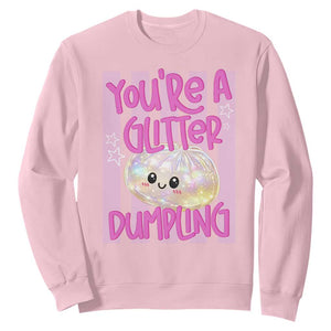 You Are A Glitter Dumpling Cute Preppy Pastel Graphic Sweatshirt Kawaii Pastel Pink Striped Food Quote