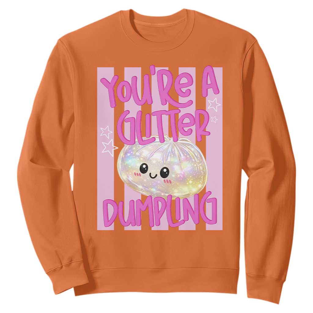 You Are A Glitter Dumpling Cute Preppy Pastel Graphic Sweatshirt Kawaii Pastel Pink Striped Food Quote