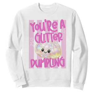 You Are A Glitter Dumpling Cute Preppy Pastel Graphic Sweatshirt Kawaii Pastel Pink Striped Food Quote