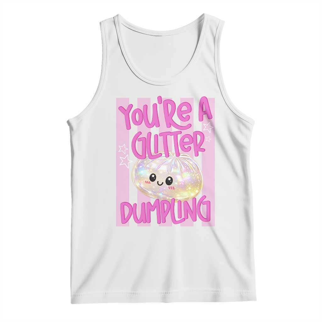 You Are A Glitter Dumpling Cute Preppy Pastel Graphic Tank Top Kawaii Pastel Pink Striped Food Quote