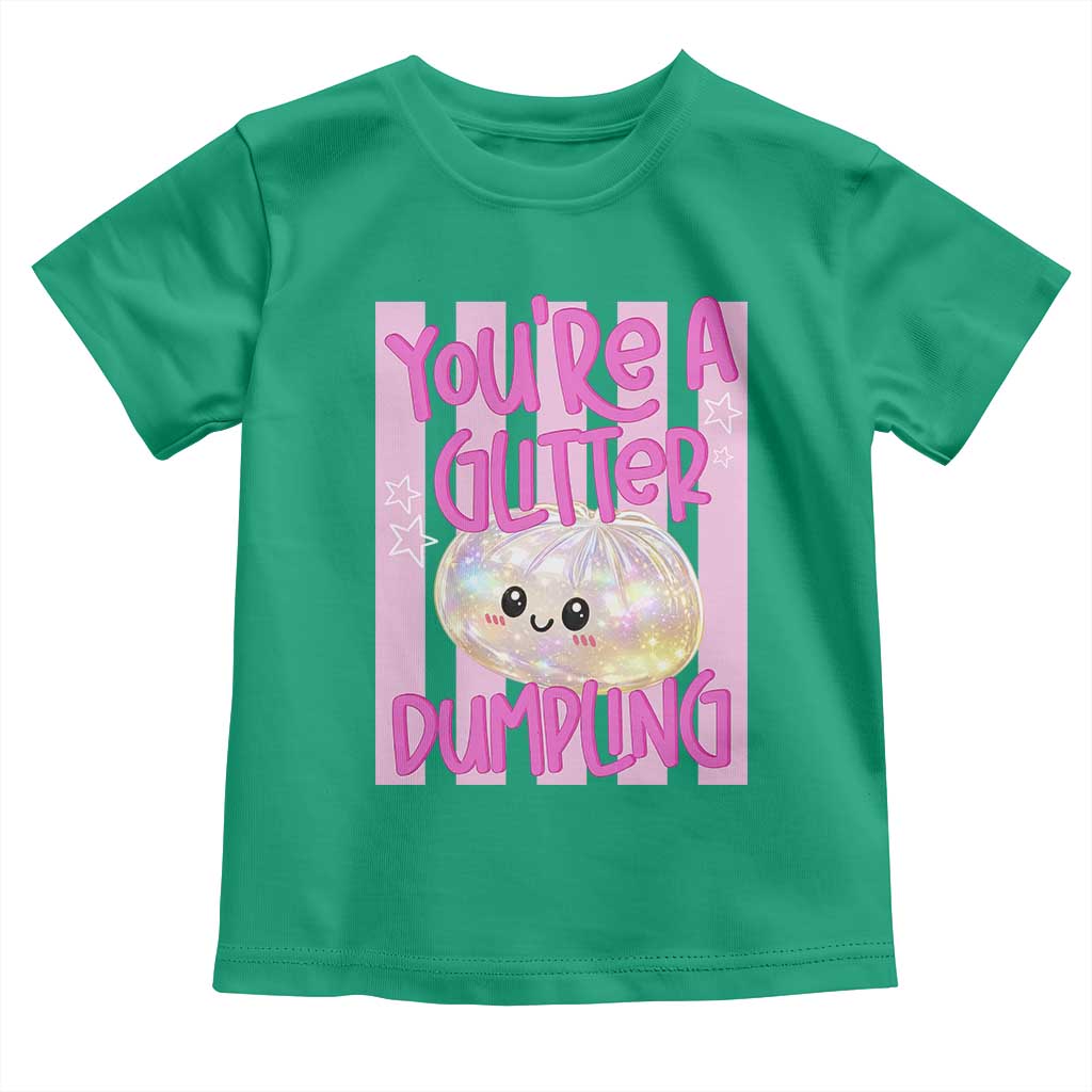 You Are A Glitter Dumpling Cute Preppy Pastel Graphic Toddler T Shirt Kawaii Pastel Pink Striped Food Quote