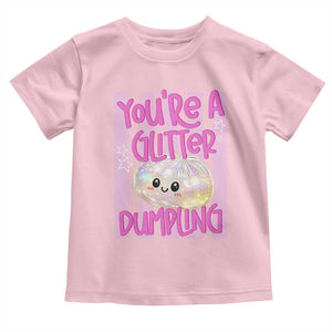 You Are A Glitter Dumpling Cute Preppy Pastel Graphic Toddler T Shirt Kawaii Pastel Pink Striped Food Quote