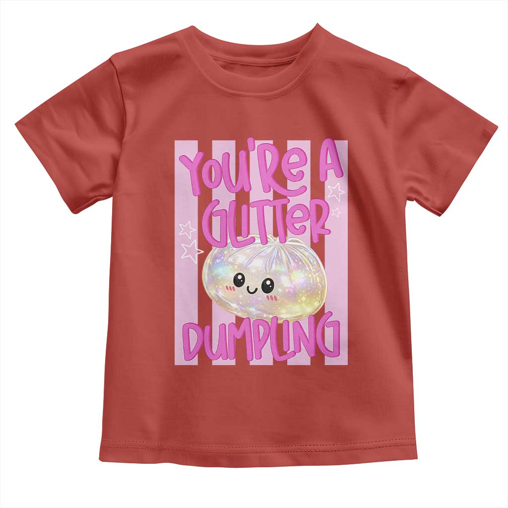 You Are A Glitter Dumpling Cute Preppy Pastel Graphic Toddler T Shirt Kawaii Pastel Pink Striped Food Quote