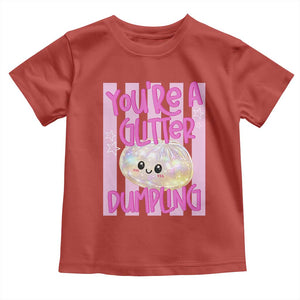 You Are A Glitter Dumpling Cute Preppy Pastel Graphic Toddler T Shirt Kawaii Pastel Pink Striped Food Quote
