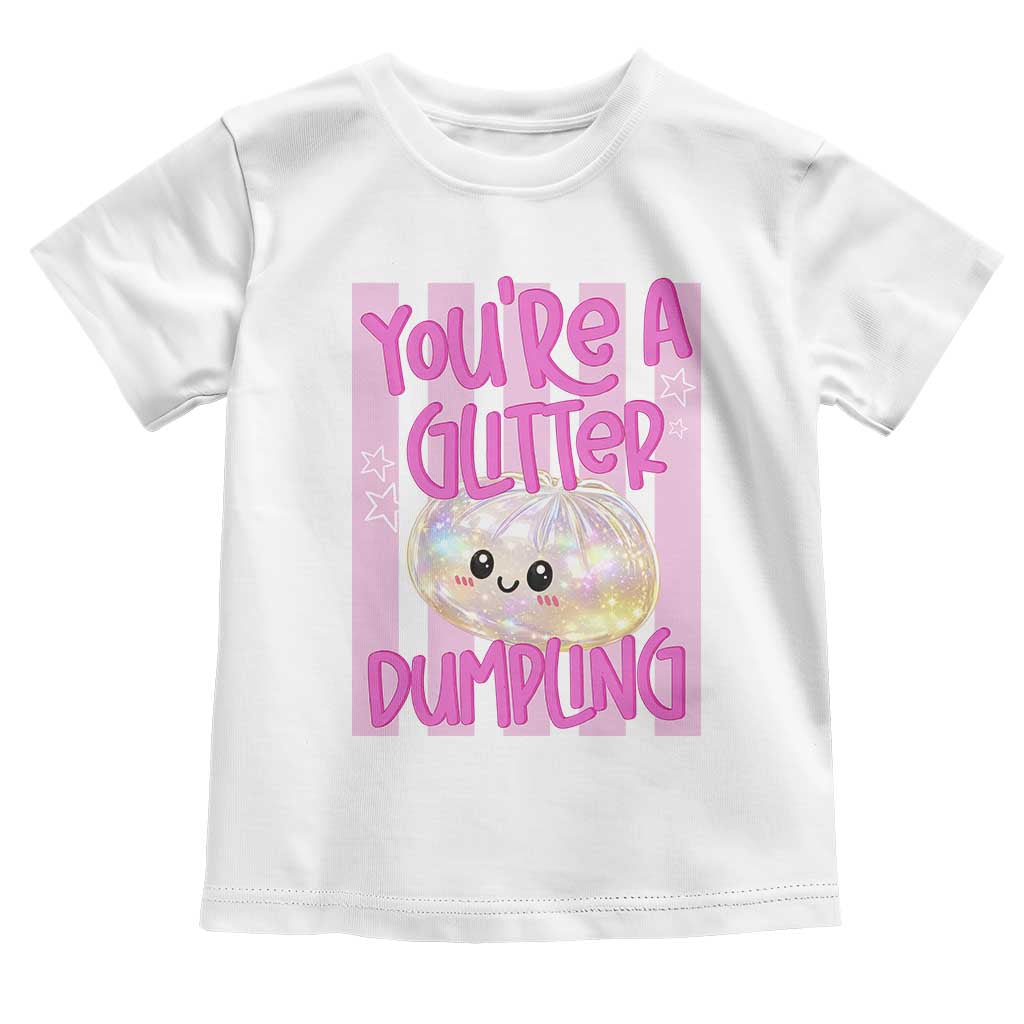 You Are A Glitter Dumpling Cute Preppy Pastel Graphic Toddler T Shirt Kawaii Pastel Pink Striped Food Quote TS02 White Print Your Wear